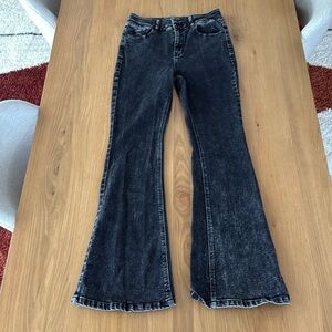 KanCan flare stretch jeans, size 11/29, faded / acid washed black, gently worn